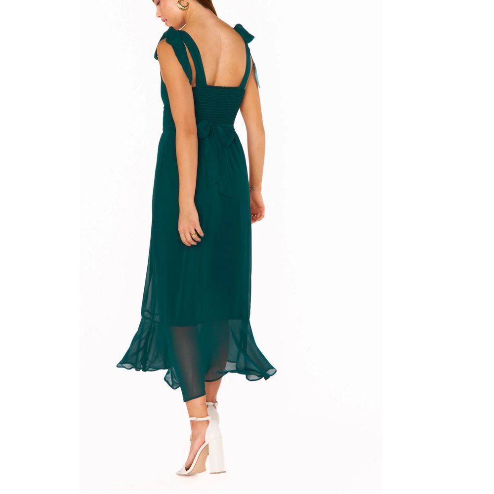 New Show me your mumu Claire Midi Dress in green Emerald Chiffon XXS /y1 - Picture 2 of 4
